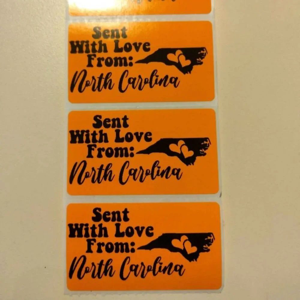 💙100 North Carolina- Shipping Labels Thermal Packaging Stickers 2.25